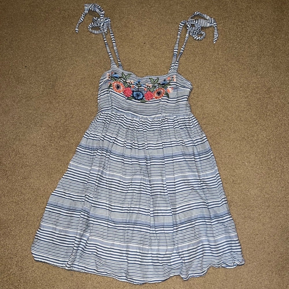 altar’d state: blue and white stripped, floral, sundress